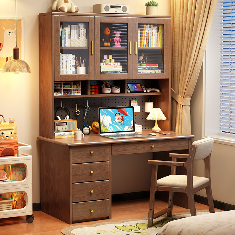 加厚实木书桌可收纳茶桌椅桌子学习办公家用书桌简约电脑桌桌椅