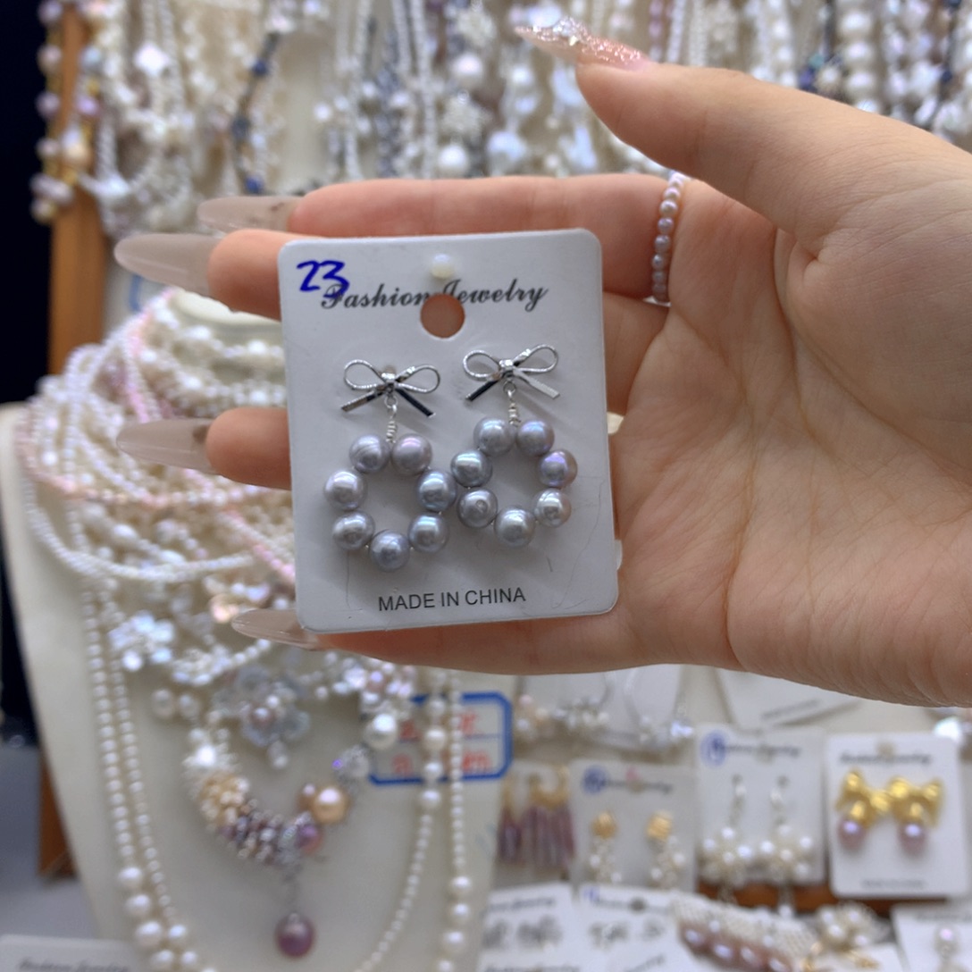 银S925镶嵌淡水珍珠项链耳饰