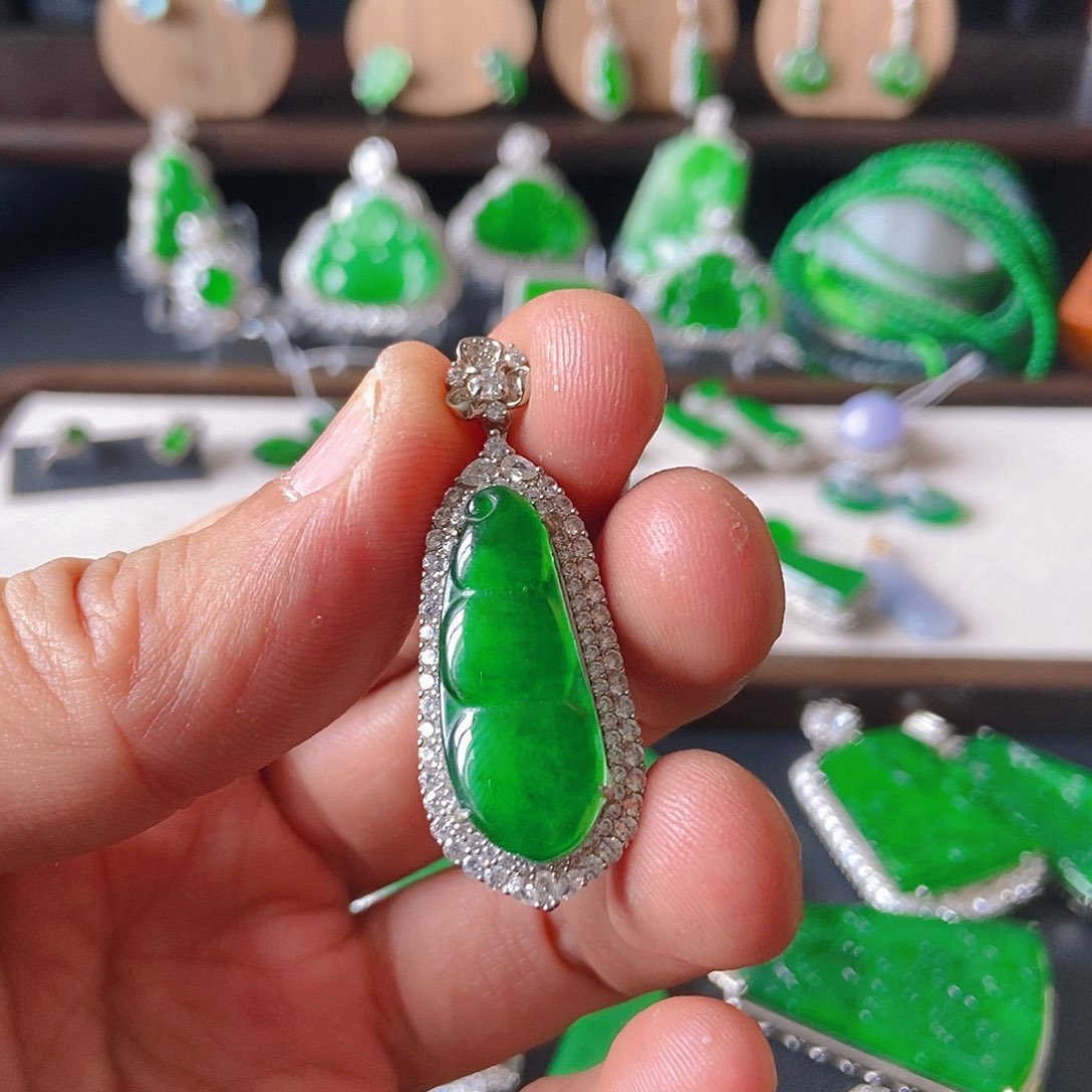 翡翠银S925镶嵌吊坠(不含链)777吊坠