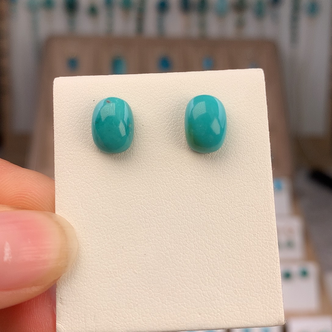 绿松石银S925镶嵌耳饰