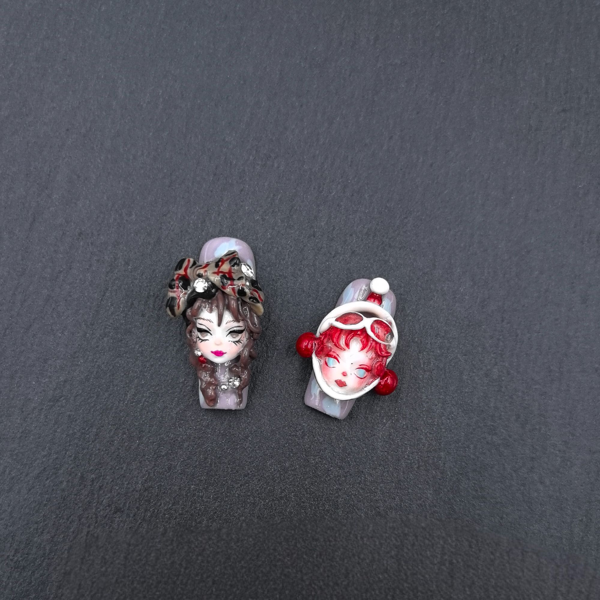 【Dandan出品】复古2片 纯手工小众穿戴甲贴片 重工设计私定娃娃款
