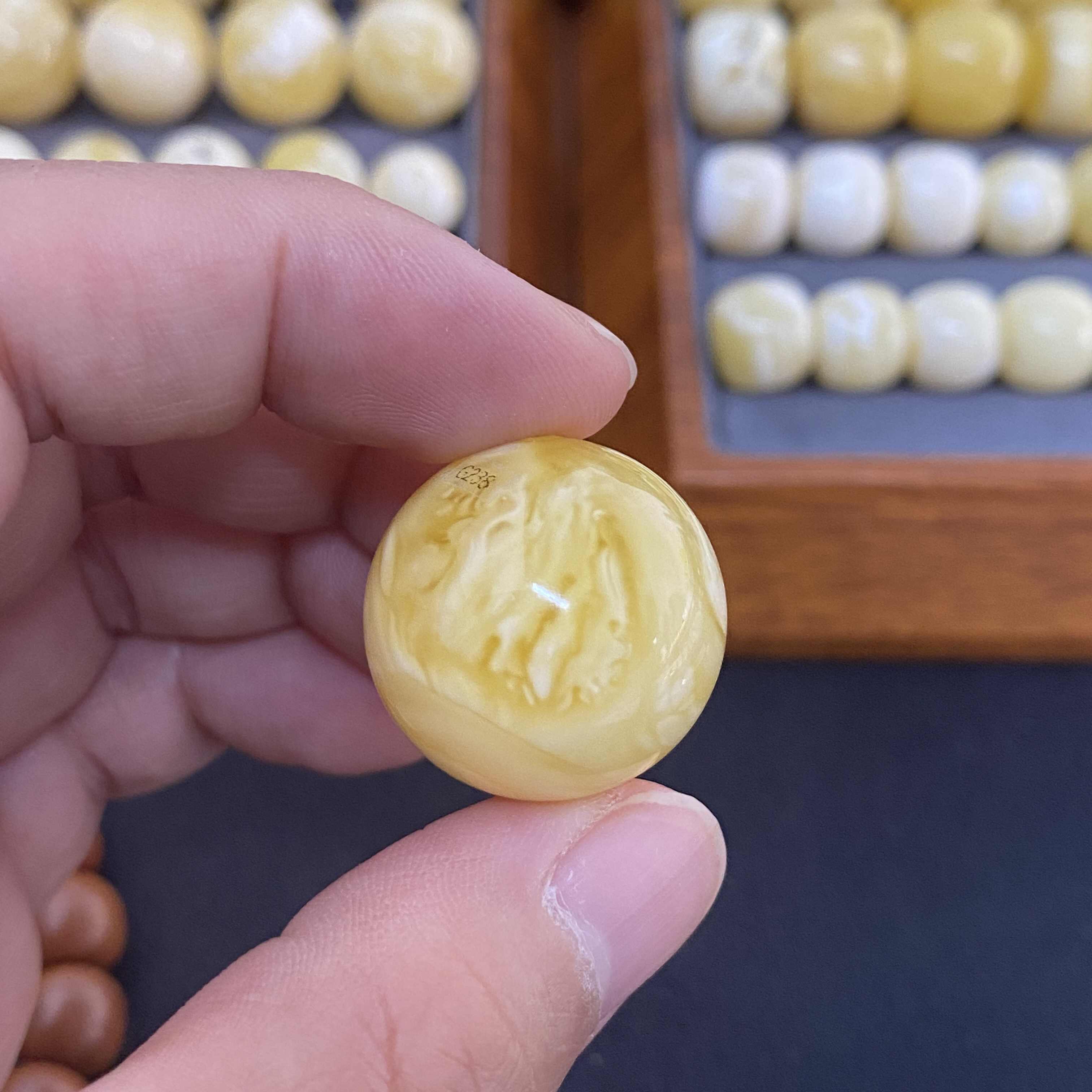21.8mm天然蜜蜡G238圆珠锁骨珠猴头星月金刚文玩手串配饰单珠全品