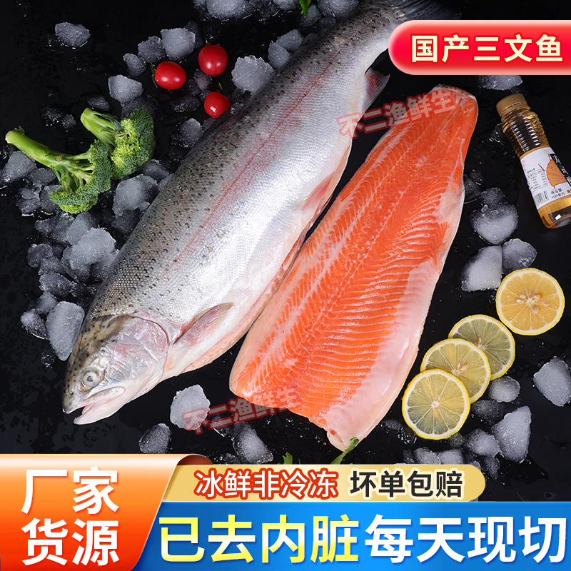 顺丰冷链正宗国产新疆/青海三文鱼整条5斤去内脏冰鲜三文鱼刺身