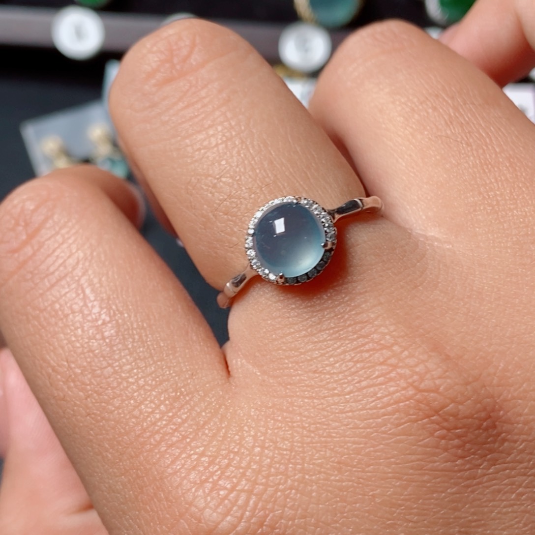 翡翠戒指银S925镶嵌2245