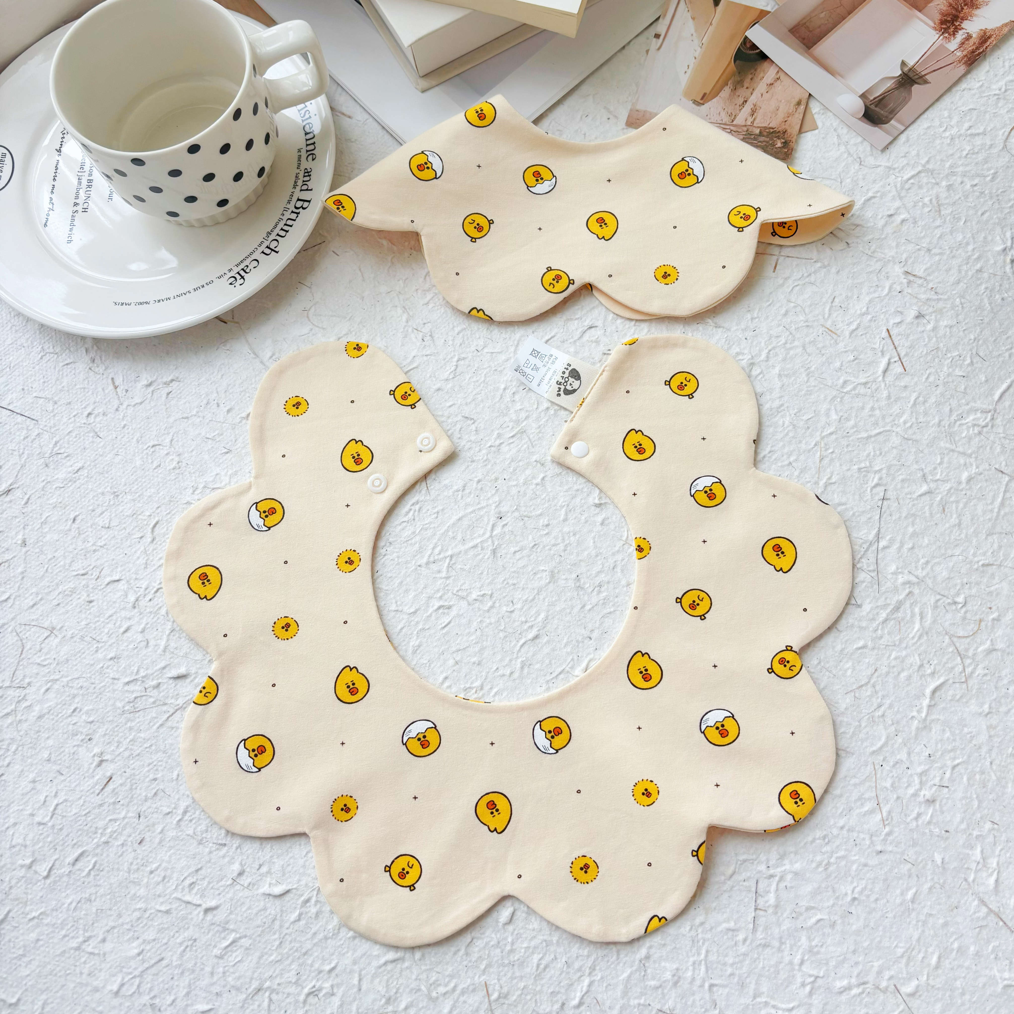 [y582]小黄鸡口水巾围兜新生儿防吐奶柔软透气可爱ins风