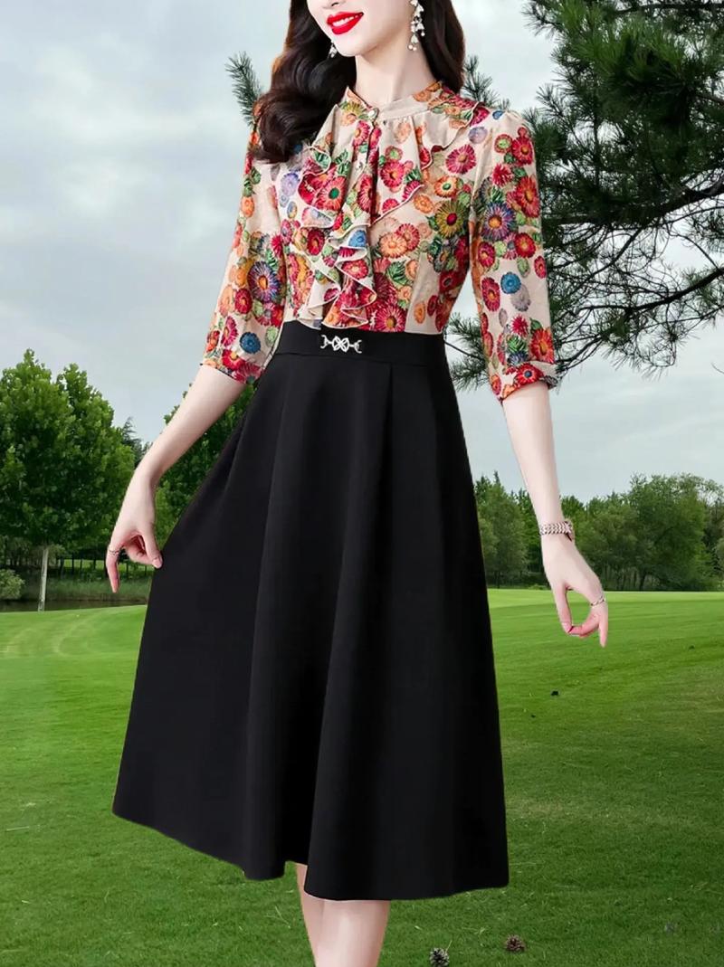 夏季中长款气质显瘦高腰时尚百搭半身裙