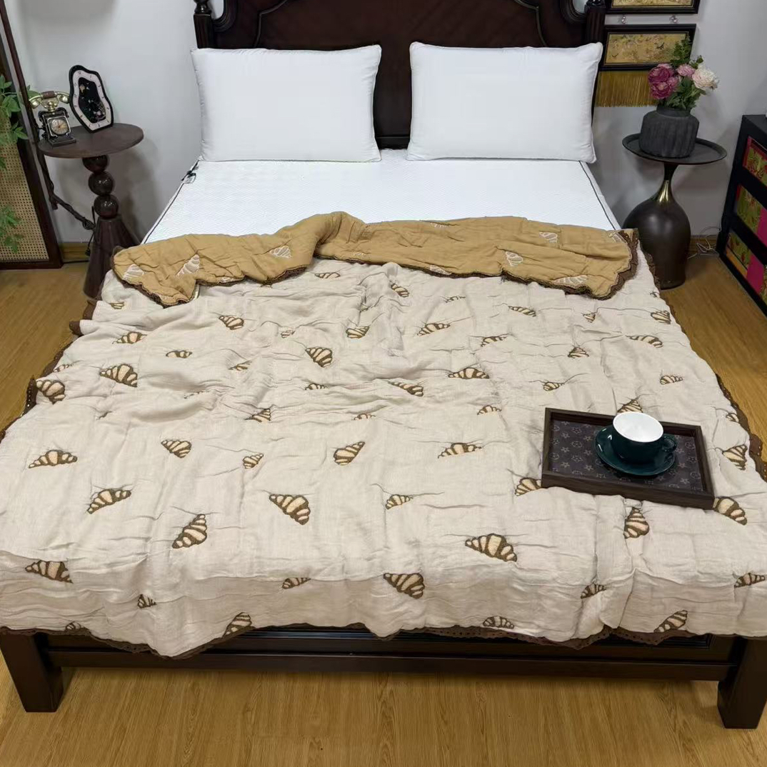 毛病大处理品！十层纱泡芙被单人150*200～会起小毛球会缩水V605