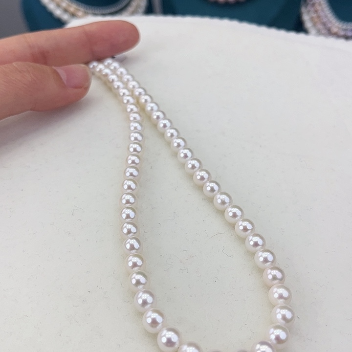淡水珍珠颈饰银S925镶嵌卡6-7极光炫彩高品