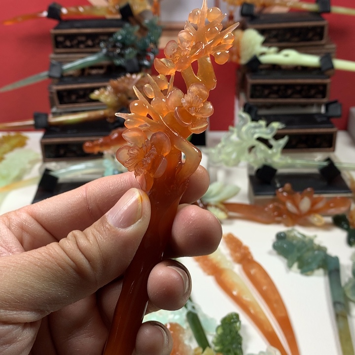 蛇纹石玉发簪未镶嵌玖*