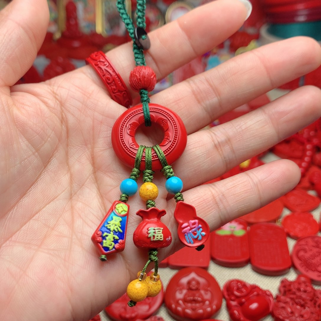天然辰砂工艺品朱砂钥匙扣