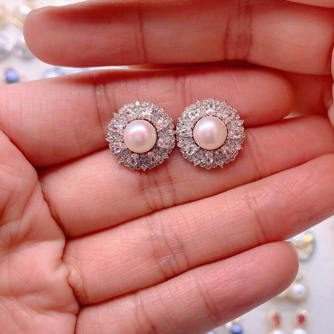 耳饰合金淡水珍珠