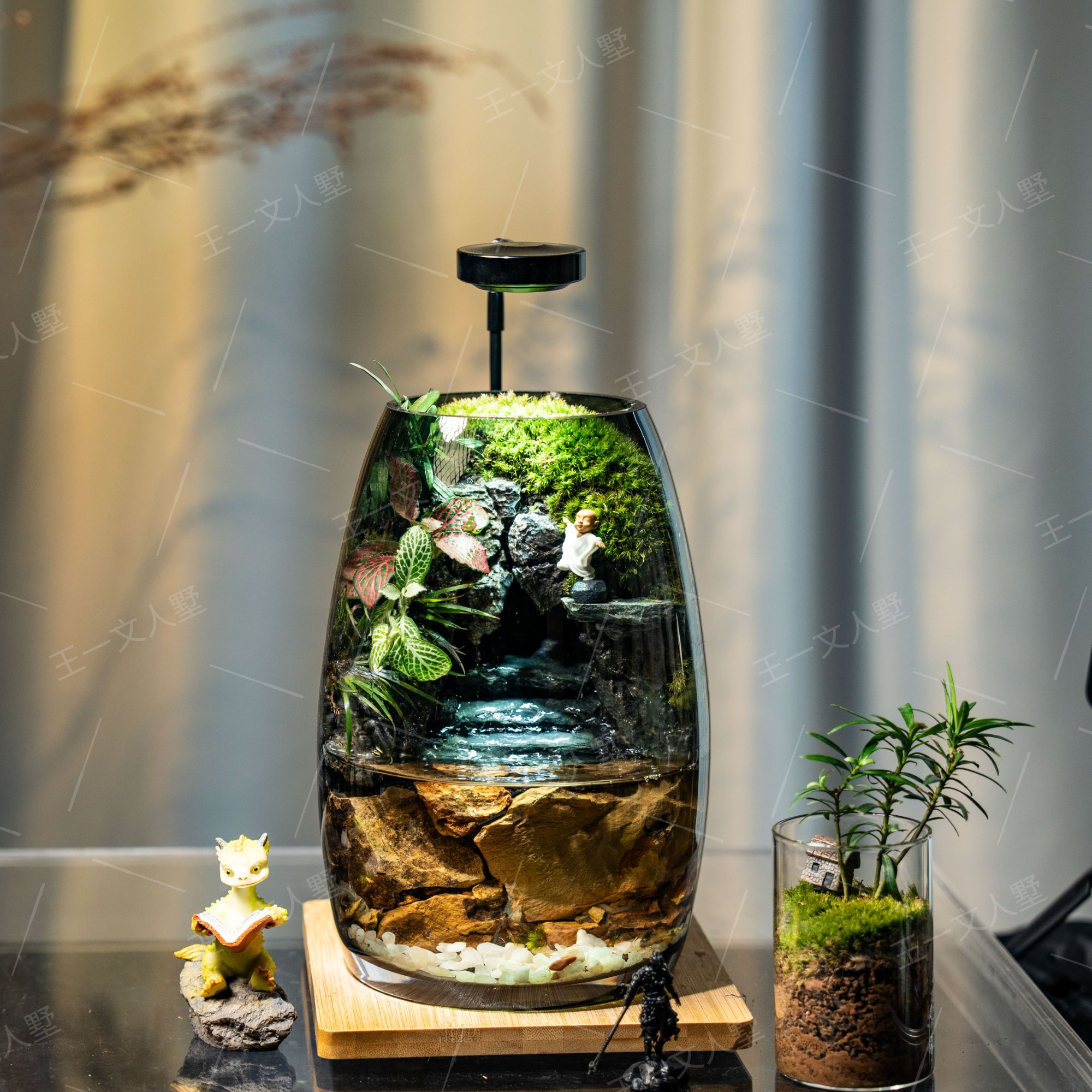 长相思步步高升纯手工艺术苔藓观赏微景观客厅优质生态流水摆件