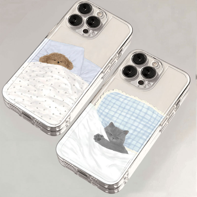 情侣睡觉猫狗适用于苹果iPhone15/16promax华为手机壳13/14太空壳