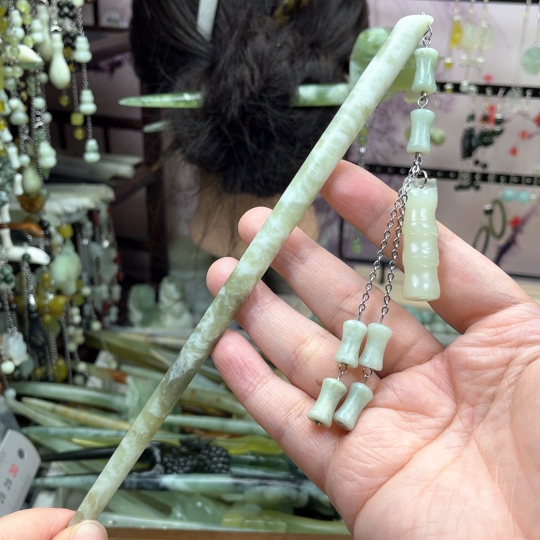 岫玉未镶嵌发饰长度21厘米左右