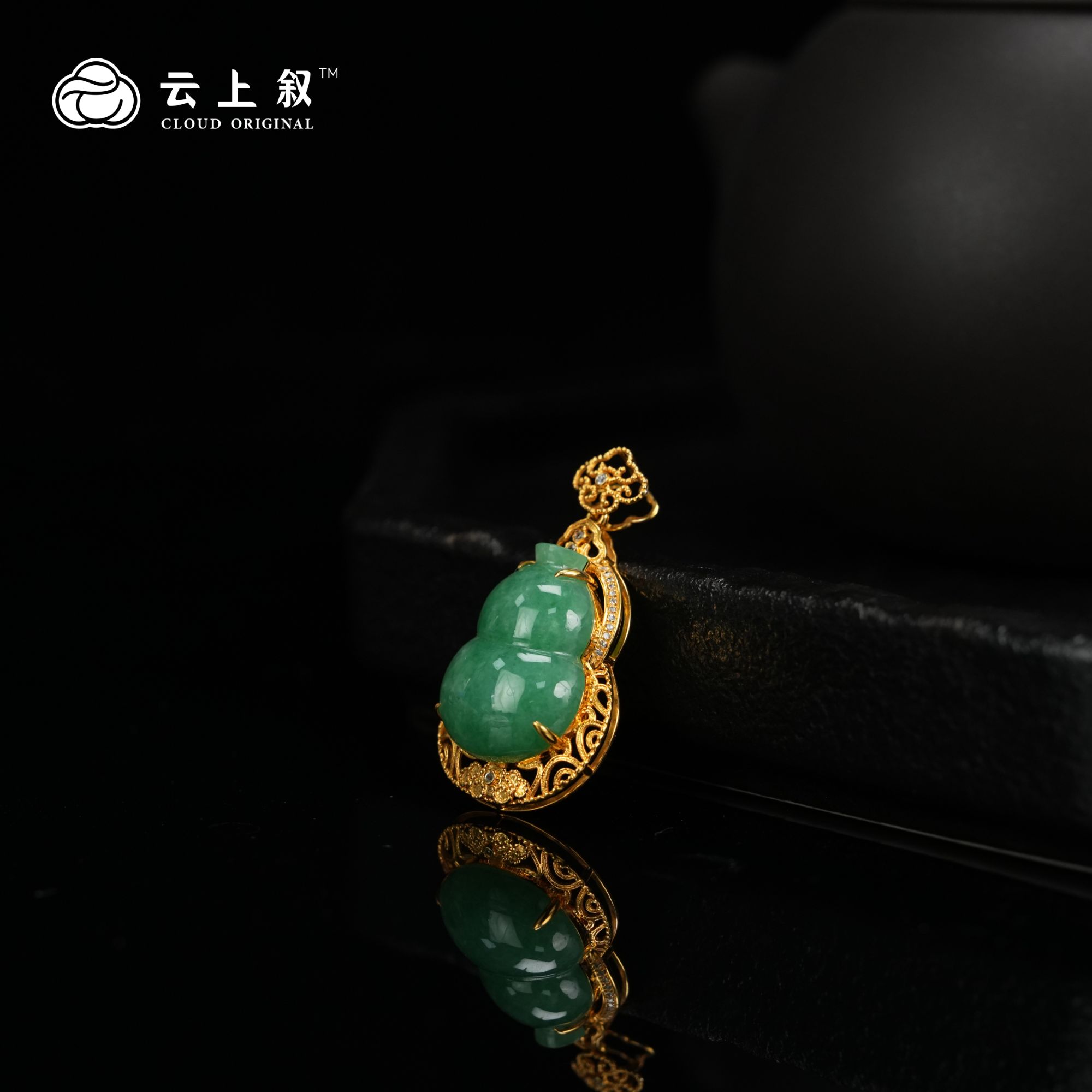 【云上叙】19 QJD06500024 18K金镶嵌翡翠葫芦吊坠-多样性发一件