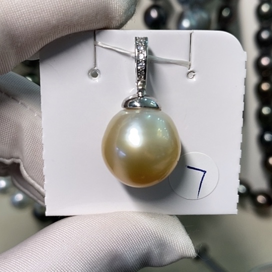 银S925镶嵌海水珍珠颈饰14.2