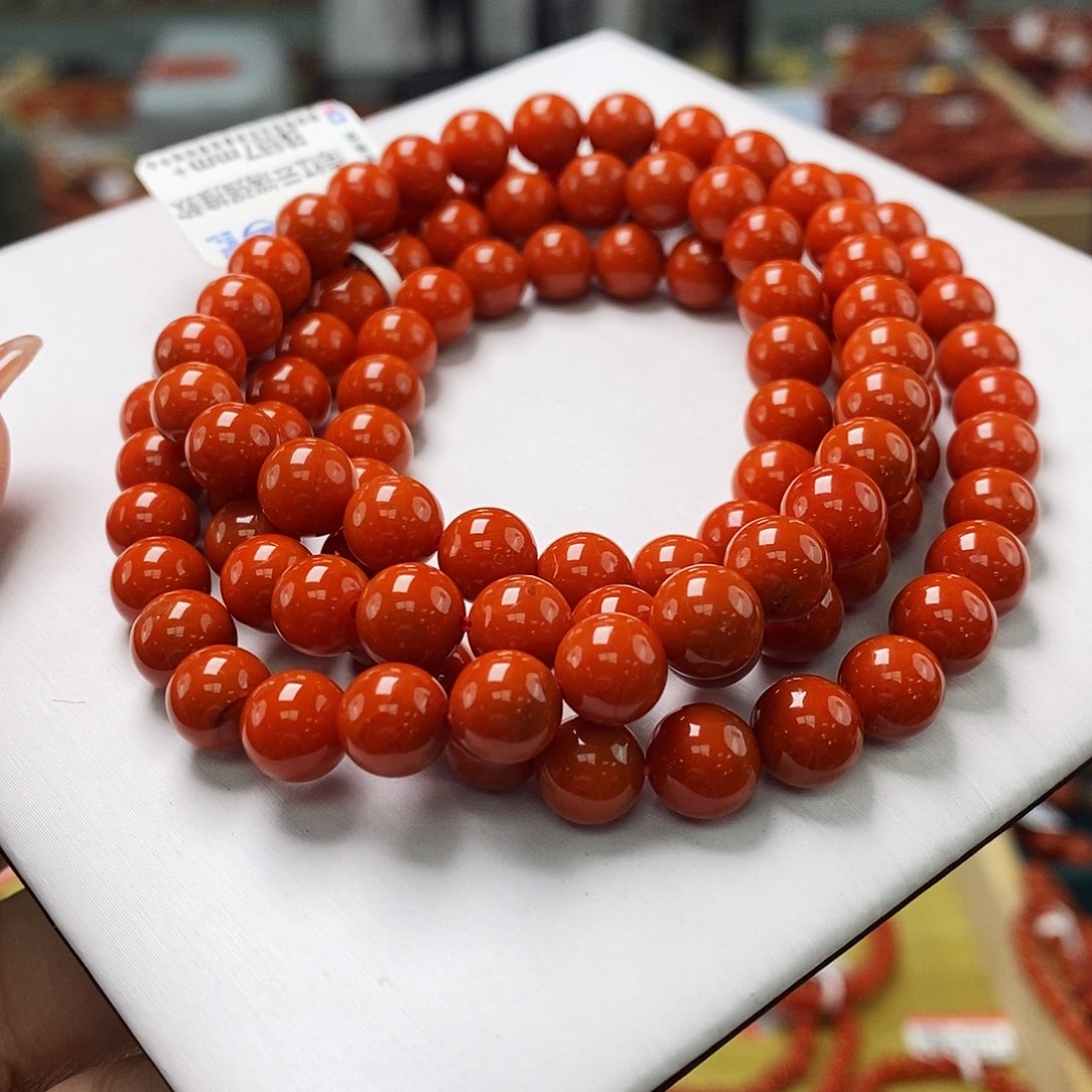 南红玛瑙多样性发一未镶嵌保山东山满色满肉柿子锦7mm多圈