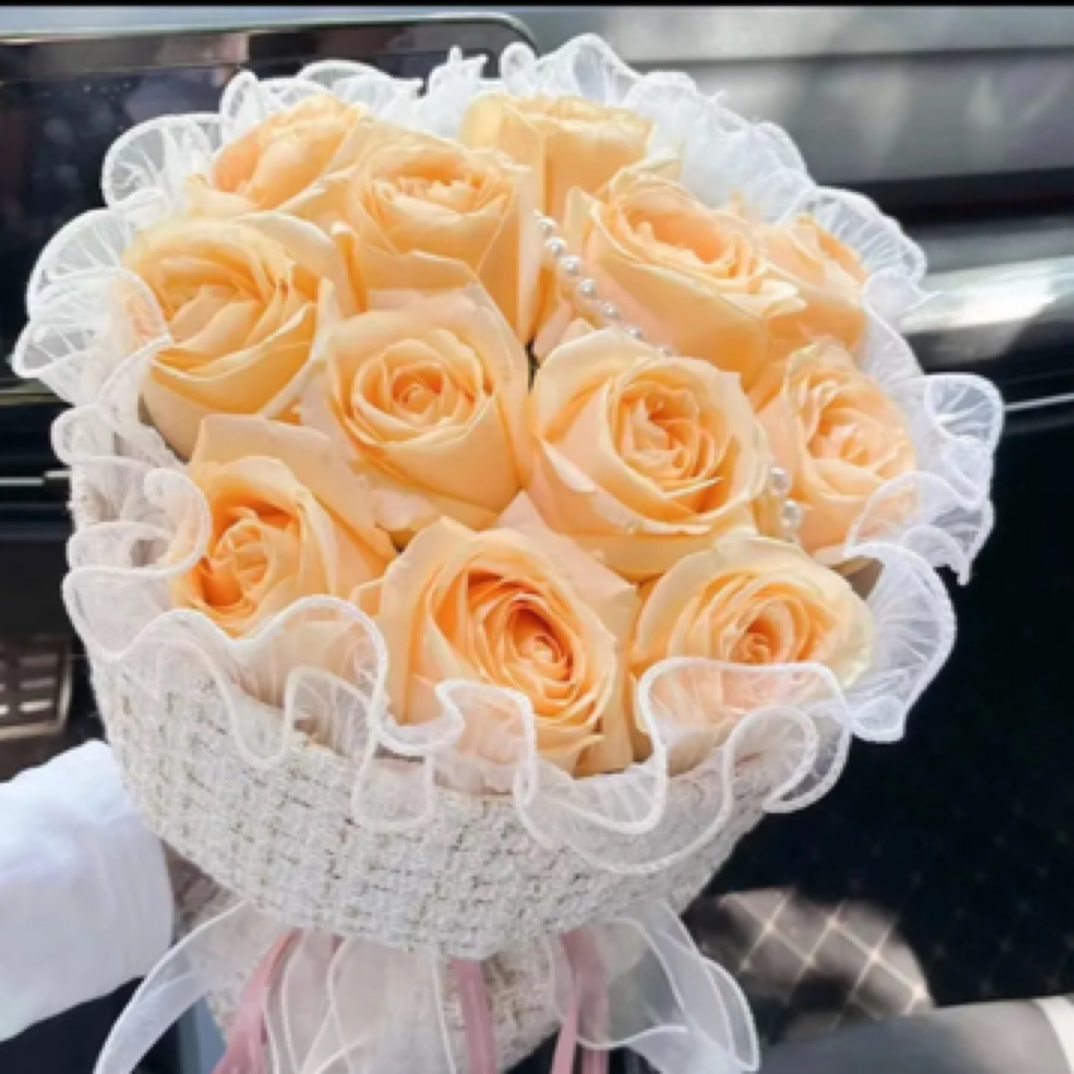 【11朵香槟玫瑰小香风】蓝诺优选邯郸鲜花小时达外外配送到家
