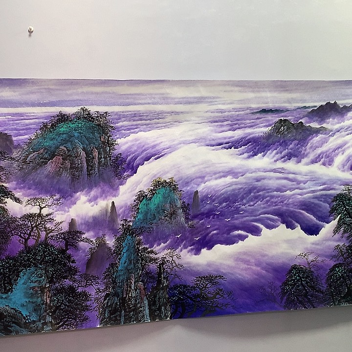 国画小八尺山水画。。