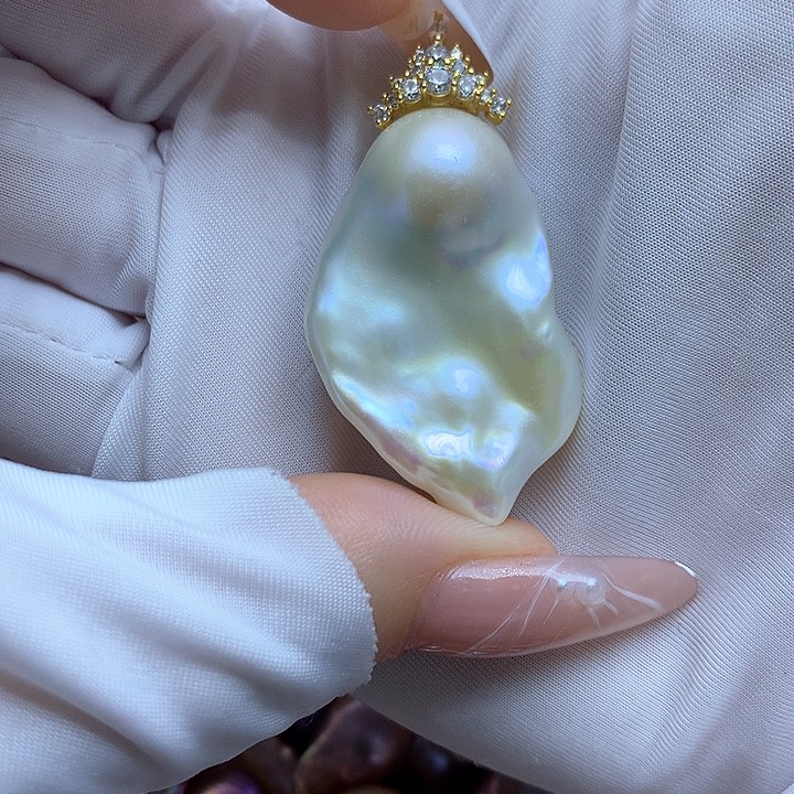 淡水珍珠耳饰银S925镶嵌