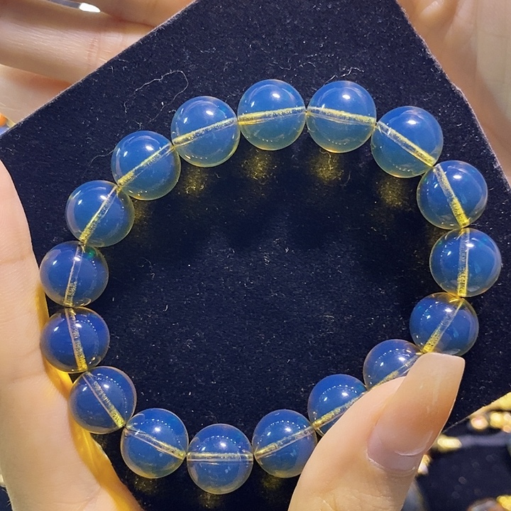 蓝珀未镶嵌珠宝奇石墨西哥蓝珀手串12