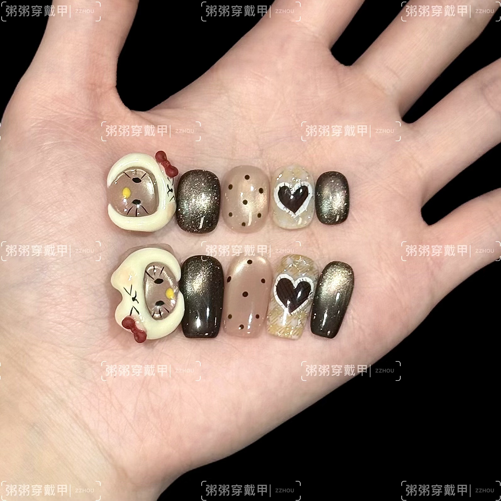 【戴戴帽kitty】 设计师美甲设计师纯手工穿戴甲裸色美出好看高质