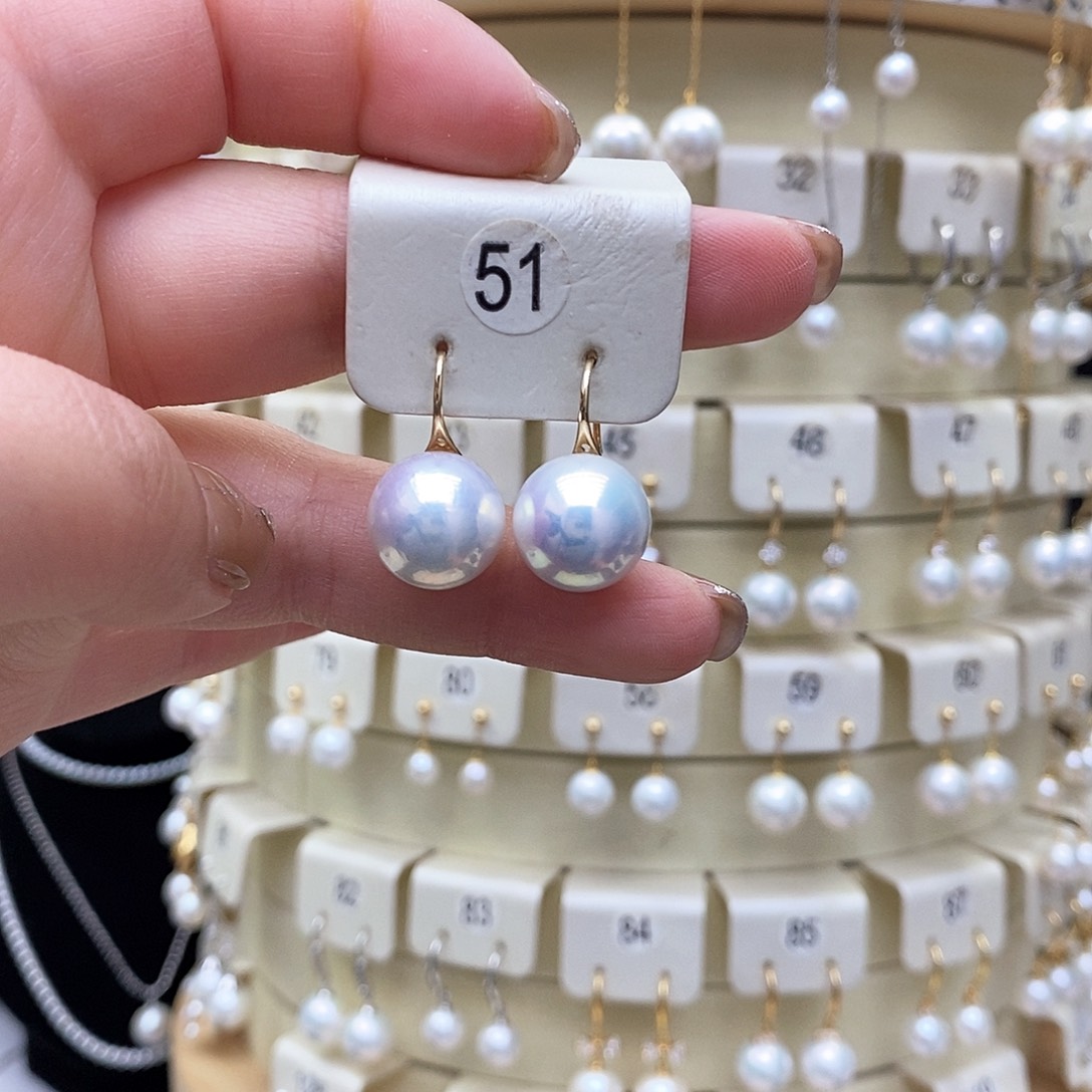 淡水珍珠耳饰18K金镶嵌