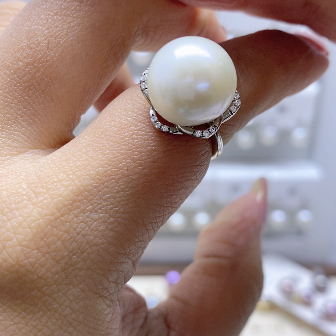 淡水珍珠戒指银S925镶嵌
