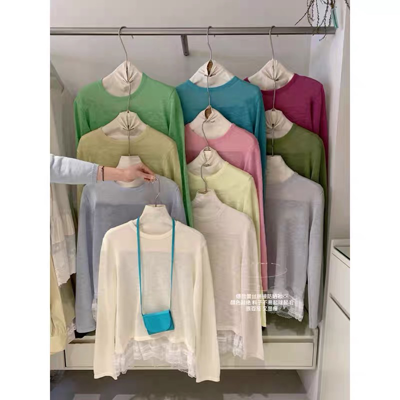 NO退NO换 蕾丝拼接长袖针织