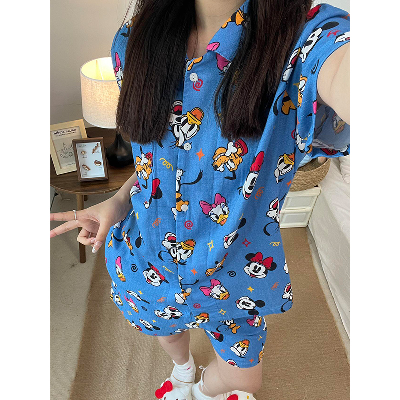 【米奇印花】韩系可爱卡通短袖睡衣女夏季新款短裤家居服套装可外穿