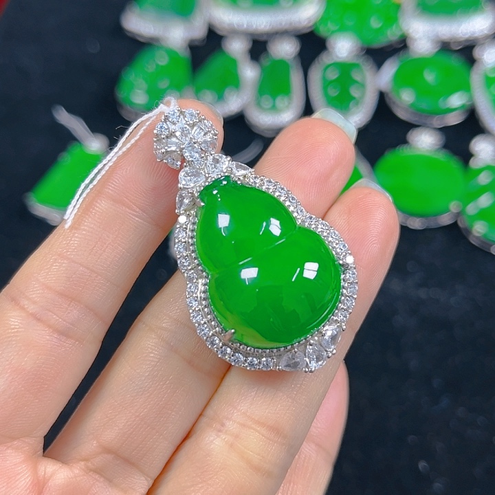 翡翠银S925镶嵌吊坠(不含链)