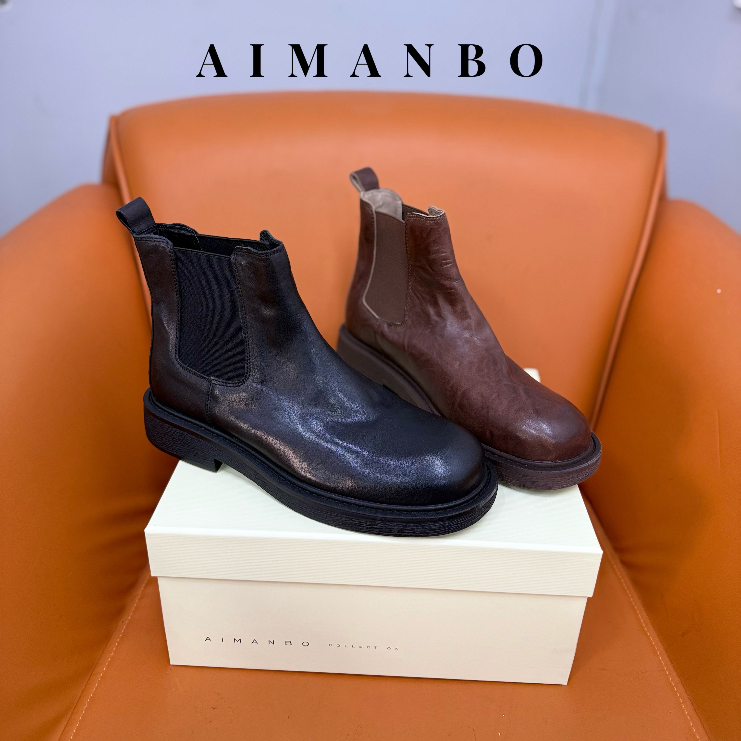 【漫步佳人】2682 24015秋冬新款英伦风切尔西靴复古工装短靴真皮