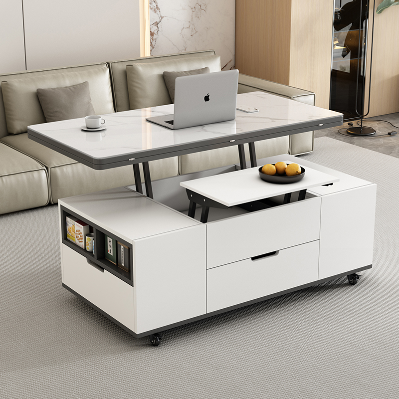 初暖多功能升降茶几餐桌一体两用小户型家用带凳轻奢客厅可移动