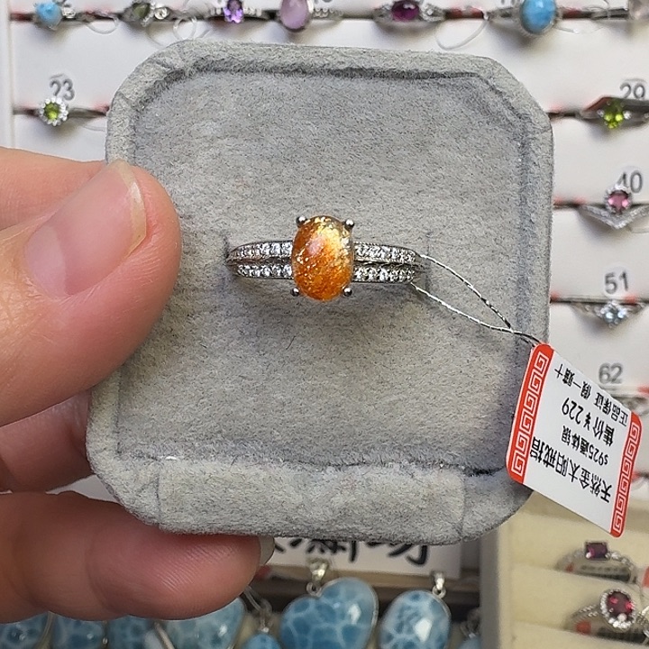 拉长石戒指银S925镶嵌