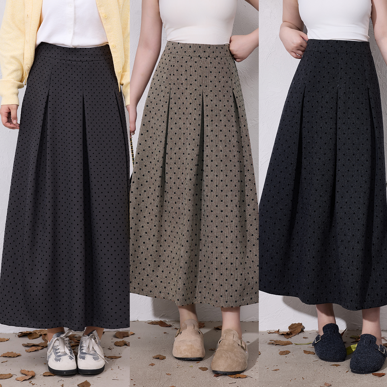 【波点银河】蛋妹大码女装微胖mm秋冬立体提花波点半身裙DM32496