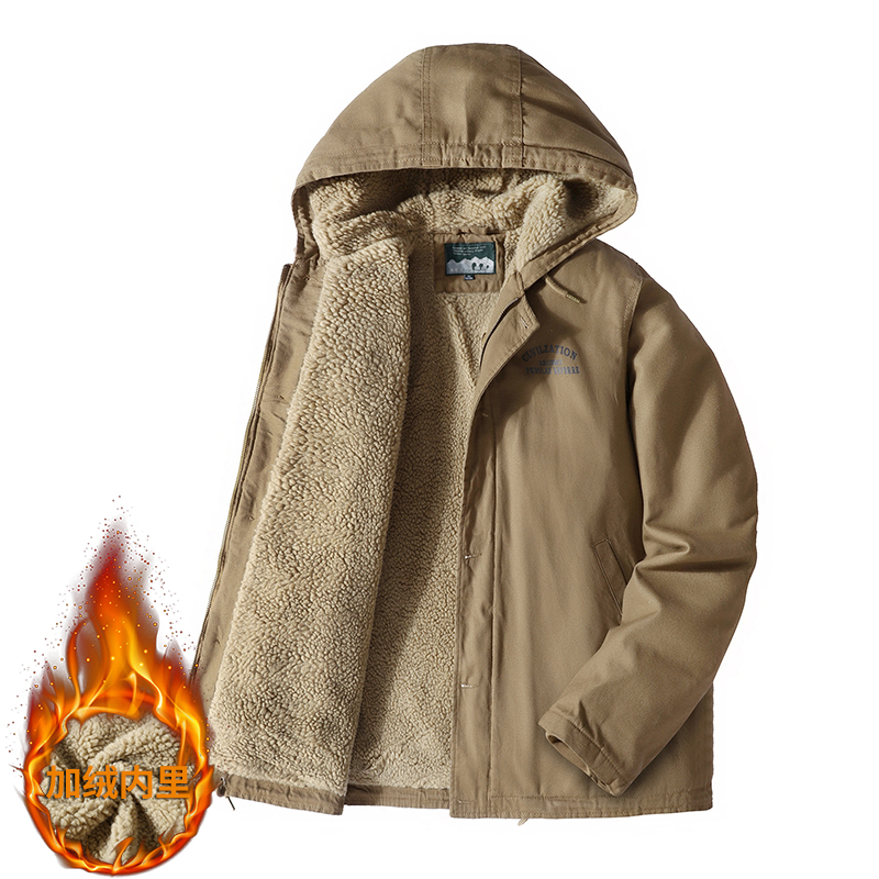 棉冬季新款男保暖纯色棉服防风保暖工装棉衣长袖美式硬汉风M1883