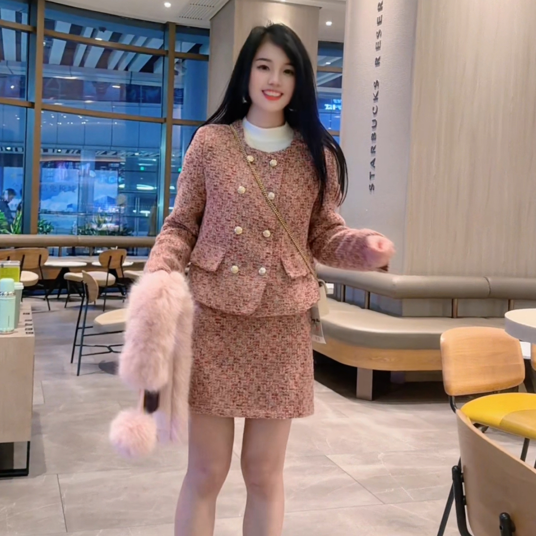 【海南肉丝】9880精致小香风氛围感外套短裙两件套
