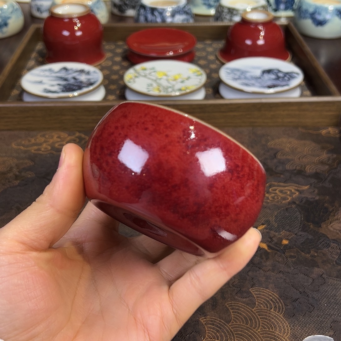 祭红佛手杯小微瑕