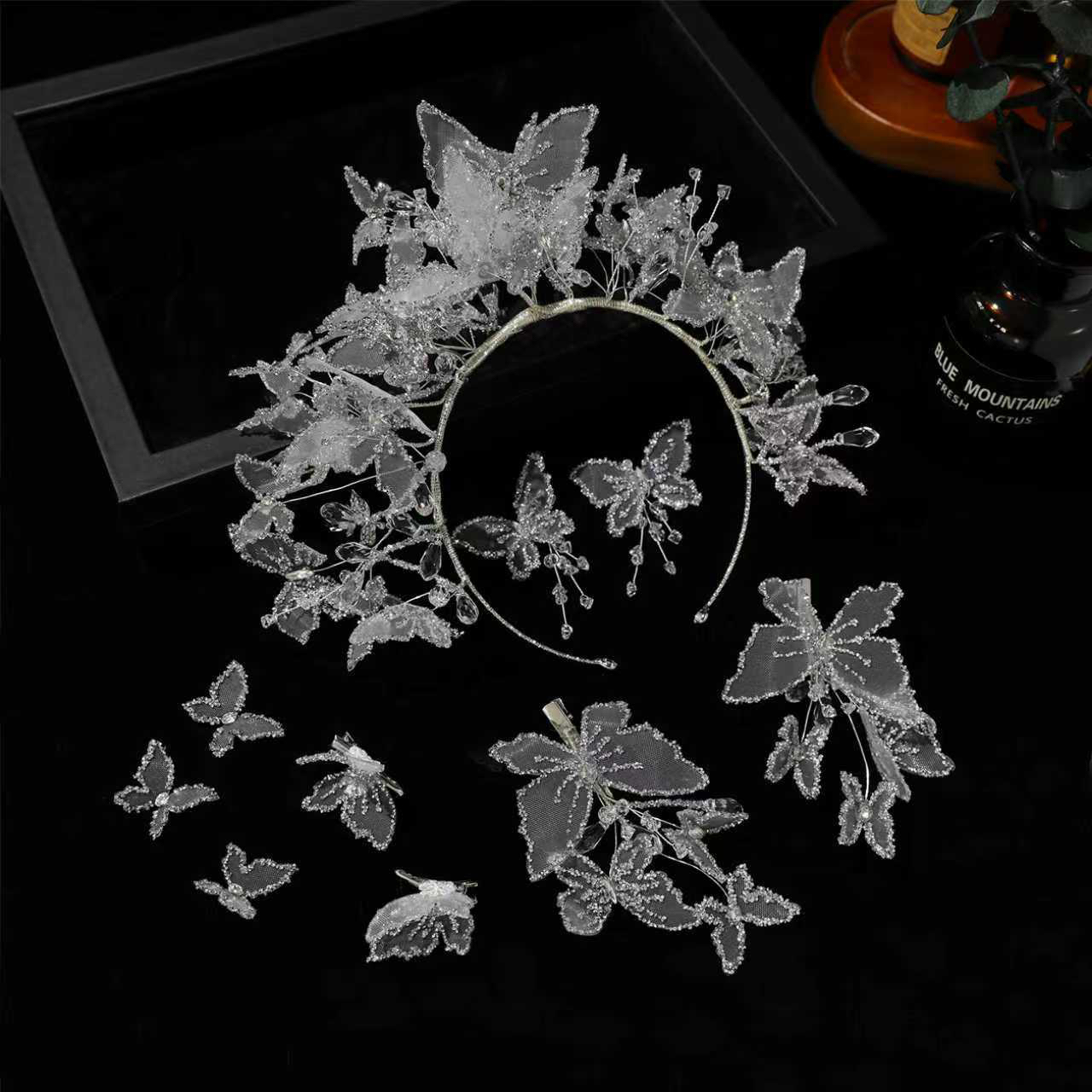 BH6935蝴蝶新娘头饰手工流苏仙气高级感婚纱礼服韩式甜美发饰