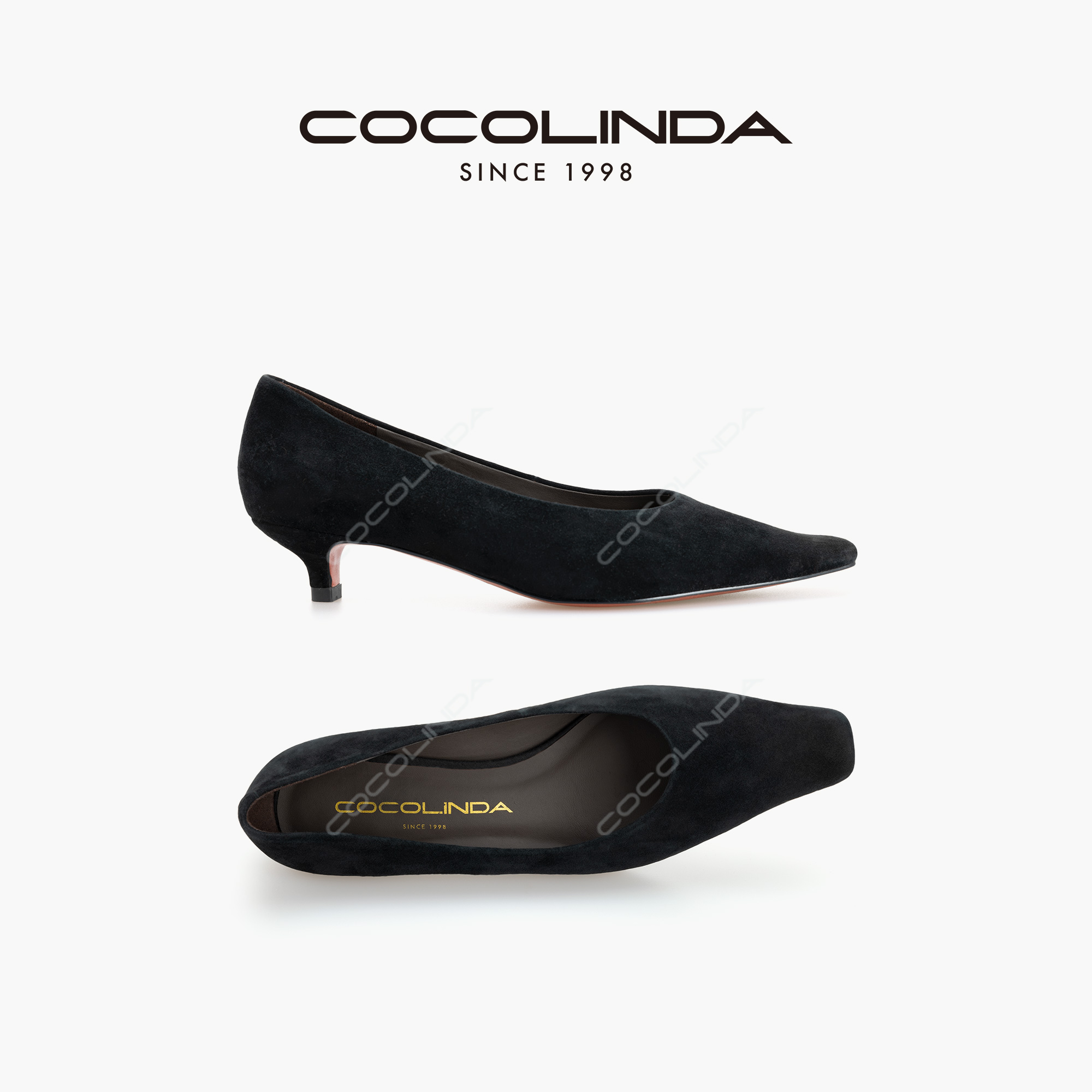COCOLINDA | “轻奢搭配”【红底鞋】优雅风黑色羊京2cm浅口猫跟X5101