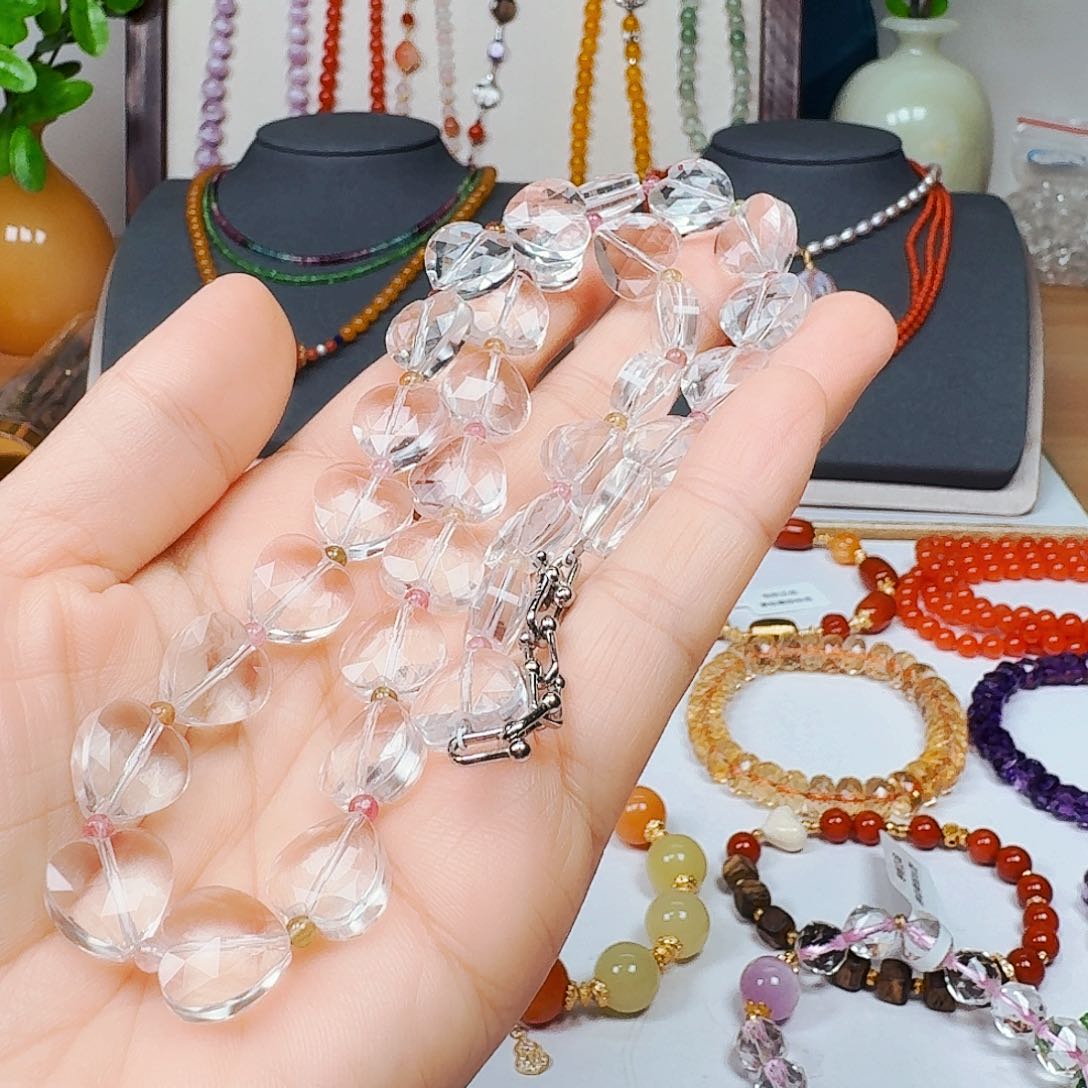 水晶颈饰银S925镶嵌白水晶