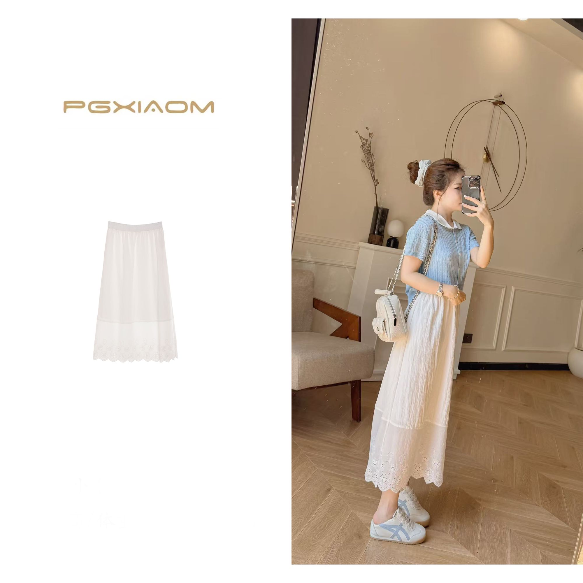 【PGXIAOM】润秀定制白色甜美蕾丝花边伞裙QZ9883                 