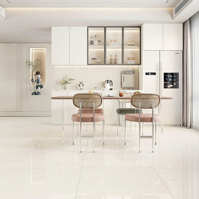 奶油风亮光瓷砖素色纯色通体大理石客厅厨卫地砖广东佛山750x1500