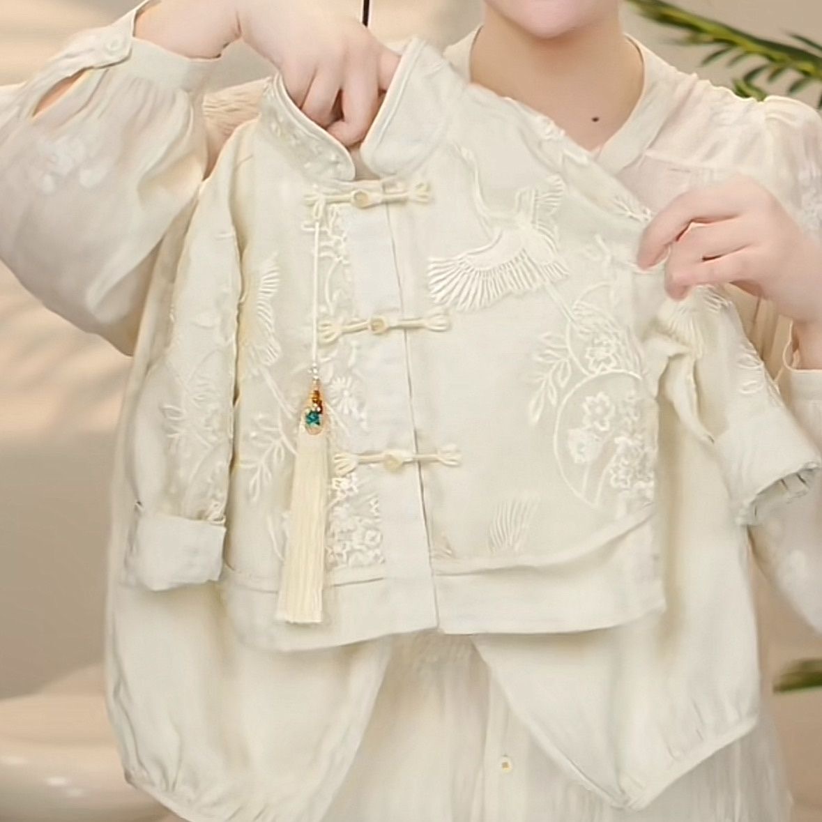 国风儿童2025春夏新款套装宝宝新中式唐装二件套男女童汉服衣服潮