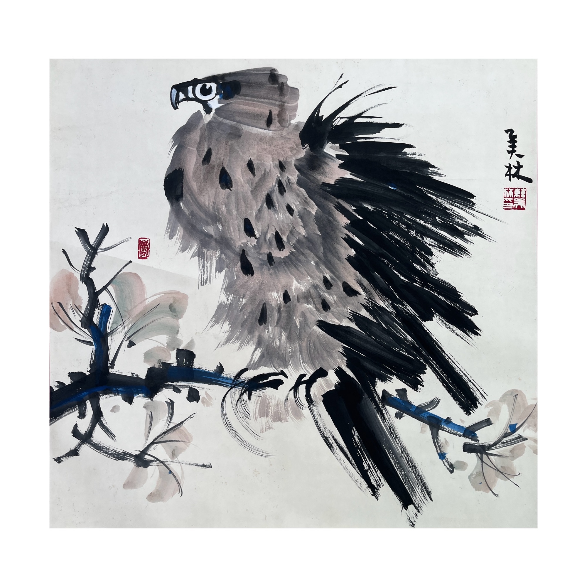 Lot 1030 《鹰花鸟画》 68cm*65cm