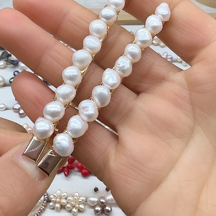 淡水珍珠发饰银S925镶嵌