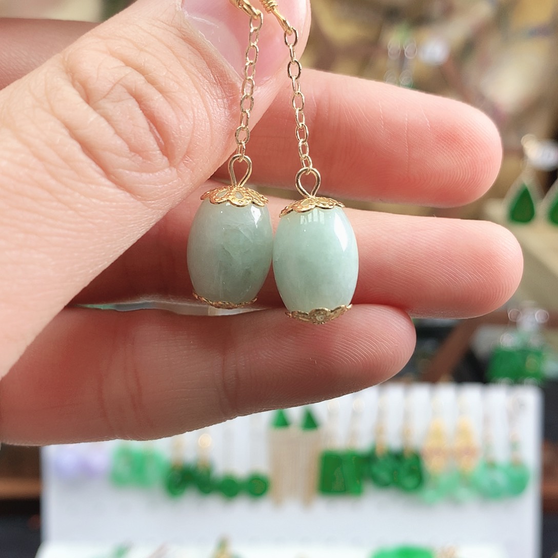 翡翠耳饰银S925镶嵌耳饰