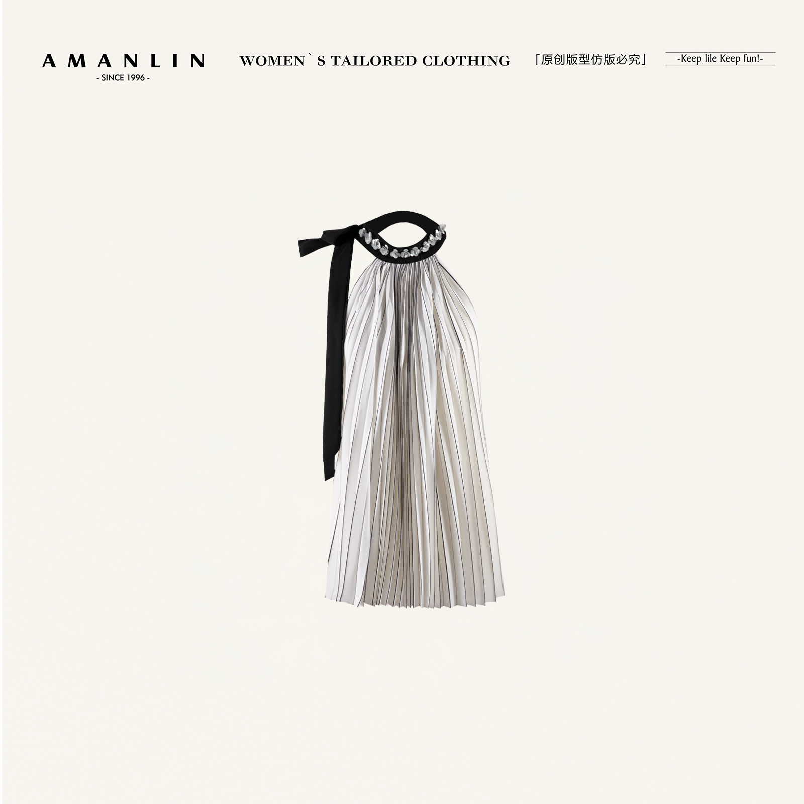 AMANLIN/阿谩琳欧若风春夏新款设计感挂脖背心女性感上衣F596786