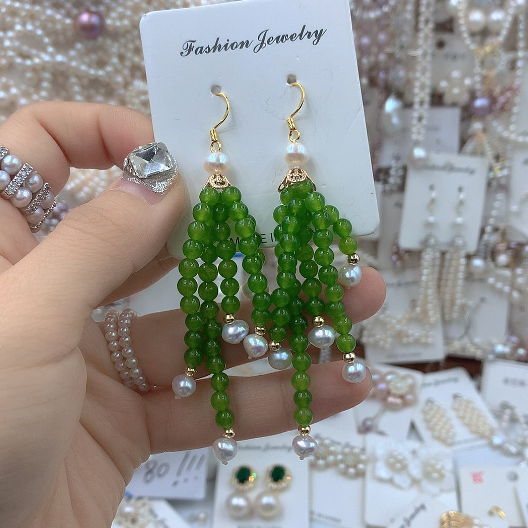 淡水珍珠银S925镶嵌耳饰