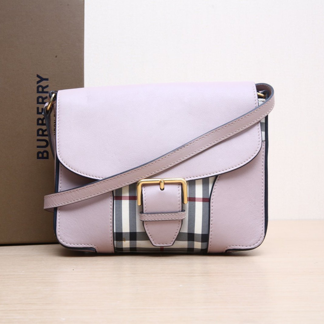 95新 BURBERRY/博柏利 战马格纹 斜挎包 香芋紫 P244896695